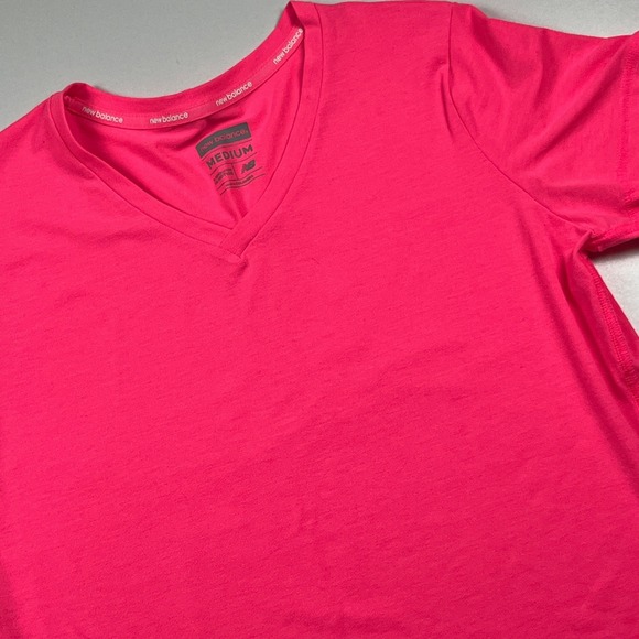 New Balance Tops - New Balance V-Neck Short Sleeve Performance Running T-Shirt Size M Hot Pink Top